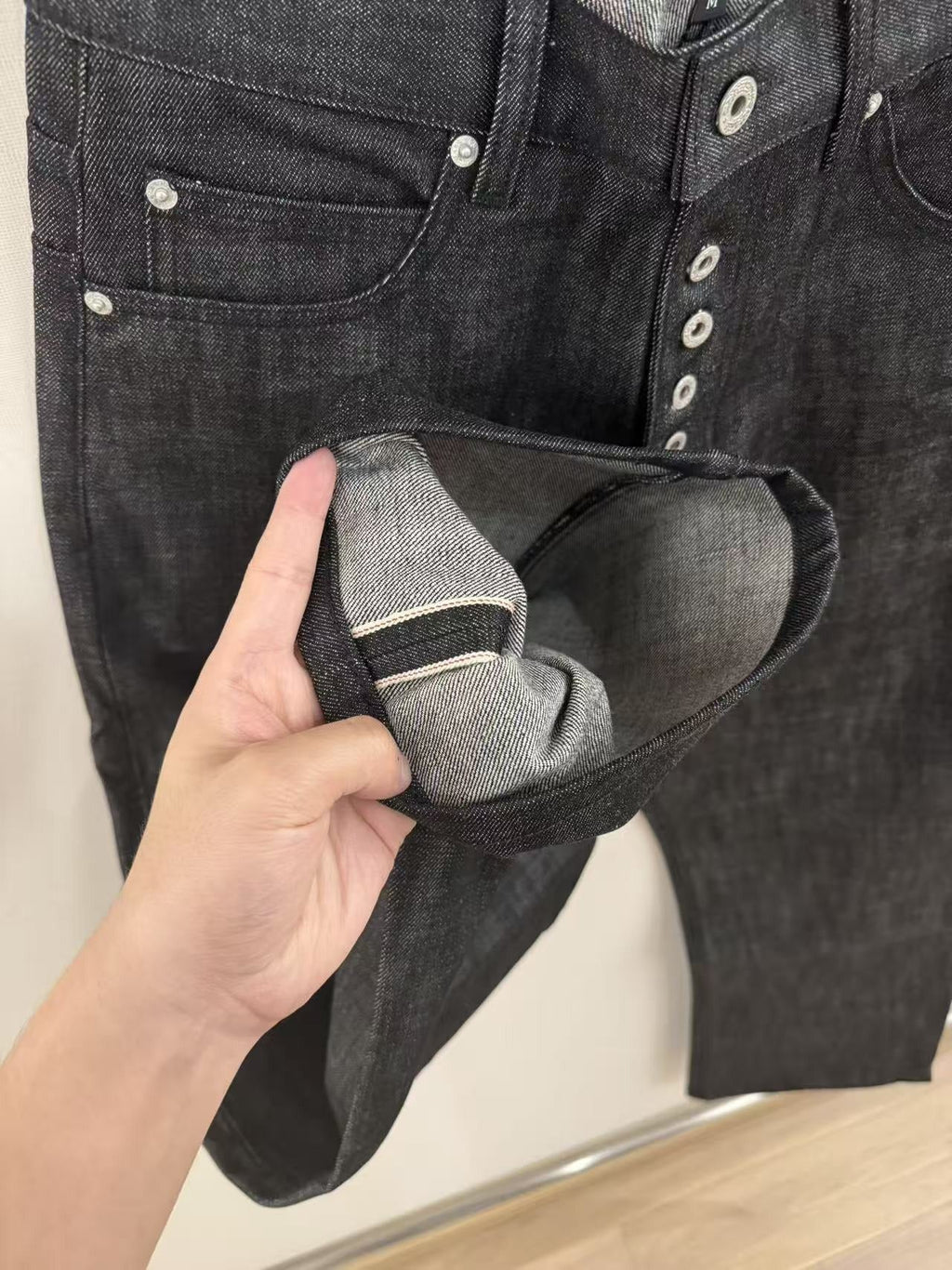 Raw Selvedge Bootcut Jeans - Button Fly