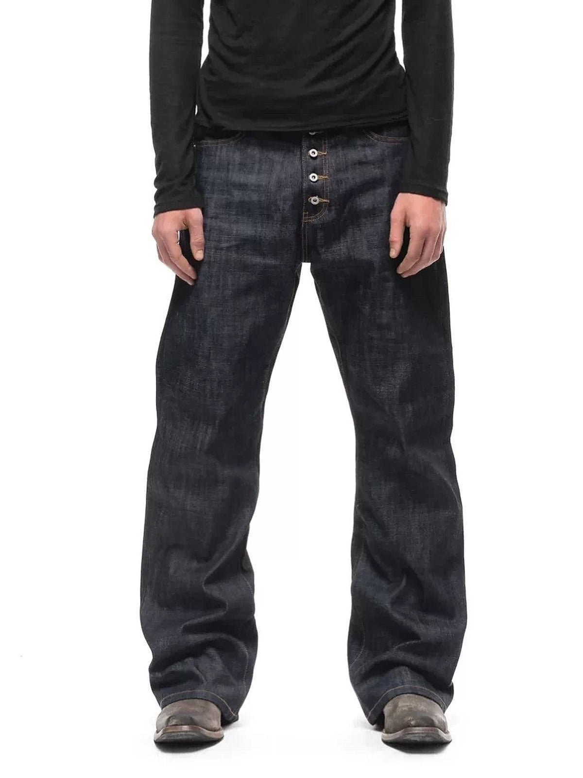 Raw Selvedge Bootcut Jeans - Button Fly